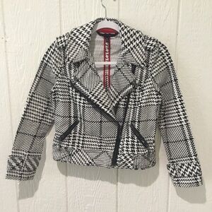 White House Black Market Black and White Blazer with Plaid Pattern NWOT